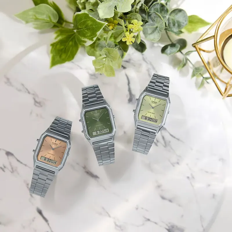 Casio Vintage Dual Time Quartz Watch- AQ-230A-3A